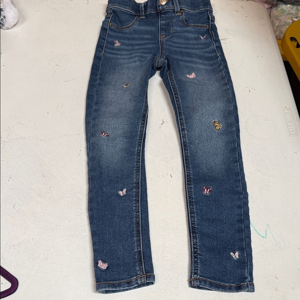 Kids' Dark Blue Embroidered Butterfly Jeans size 6/6X